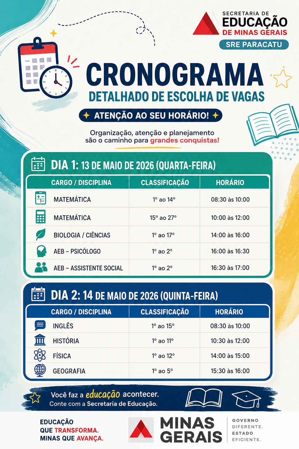 CRONOGRAMA DE POSSE E EXERCÍCIO – EDITAL SEPLAG/SEE01/2025
